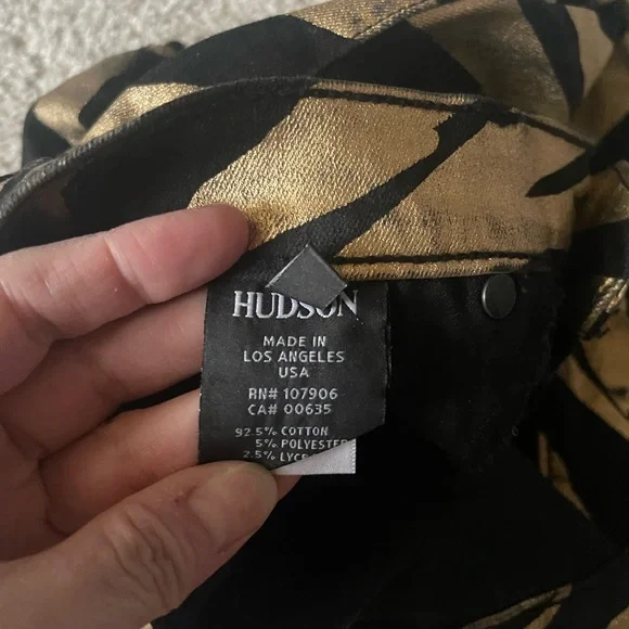 Hudson Nico Black & Gold Zebra Print Jeans Size 24 - Picture 5 of 12